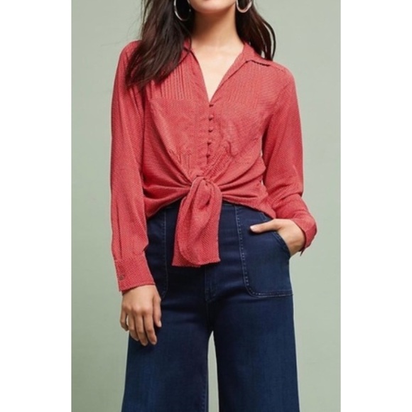 Maeve Tops - Anthropologie Maeve Matilda Red and White Polka Dot Blouse